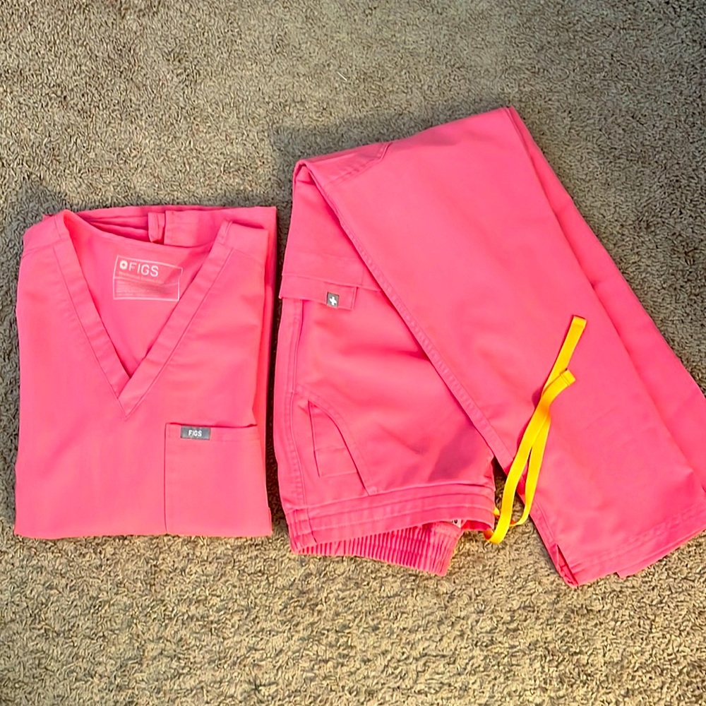 Figs Scrubs Set Hot Pink Size Small Top Petite Small Skinny Pants